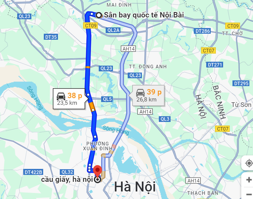 Taxi quận Cầu Giấy đi sân bay Nội Bài