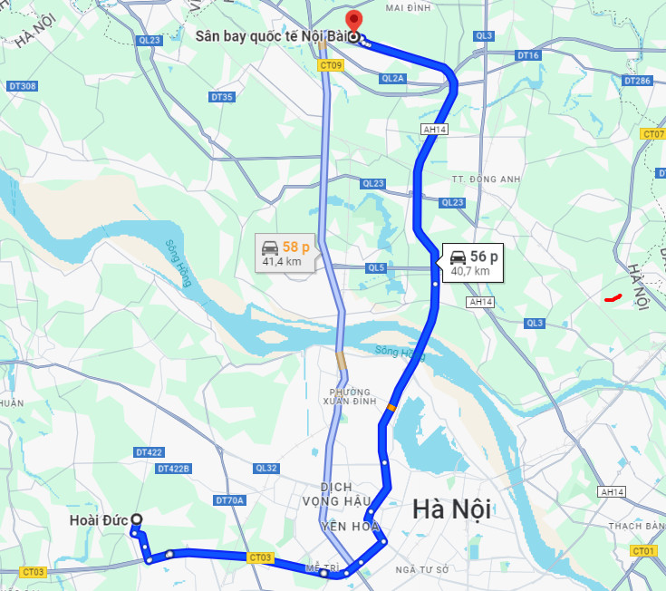 Giá taxi Hoài Đức đi sân bay Nội Bài