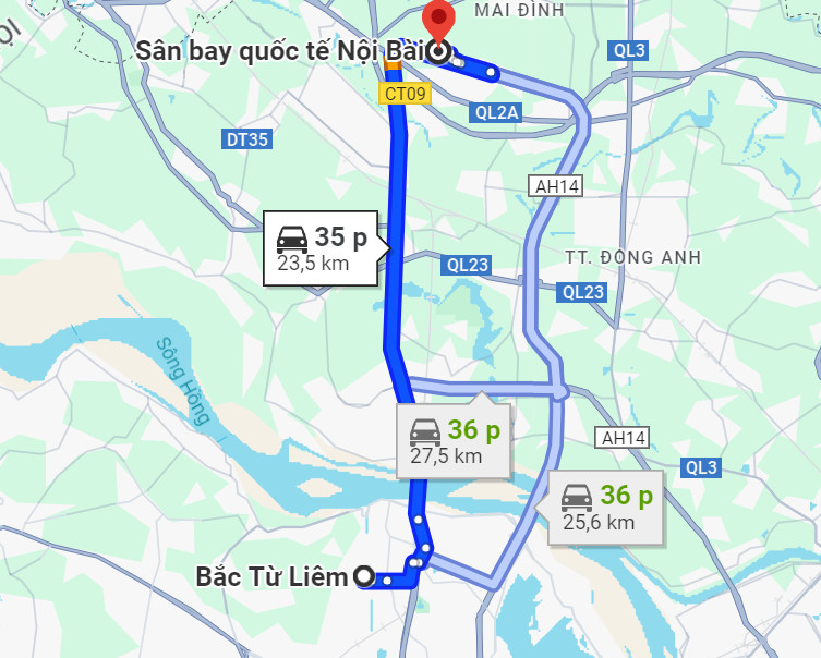 Taxi từ Bắc Từ Liêm đi sân bay Nội Bài